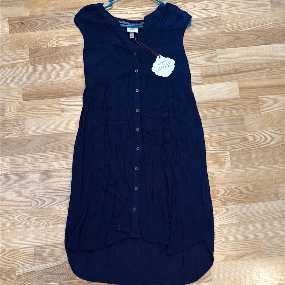 Knox Rose Navy Blue Button-Down Dress